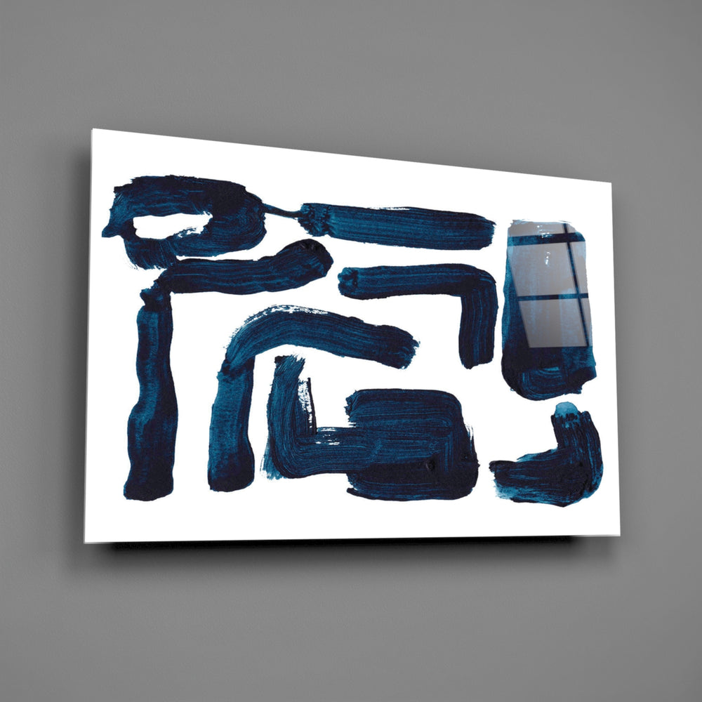 Navy Zen-brush panel bringing reflective calm to a contemporary living space