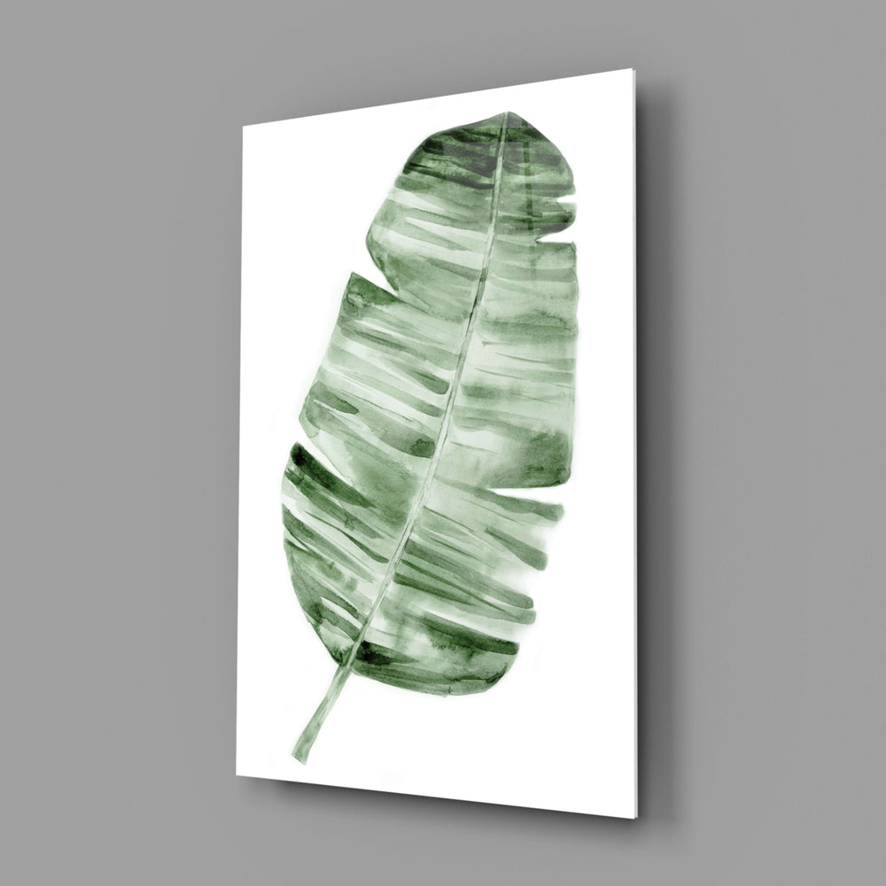Green leaf panel bringing biophilic calm to a contemporary living space