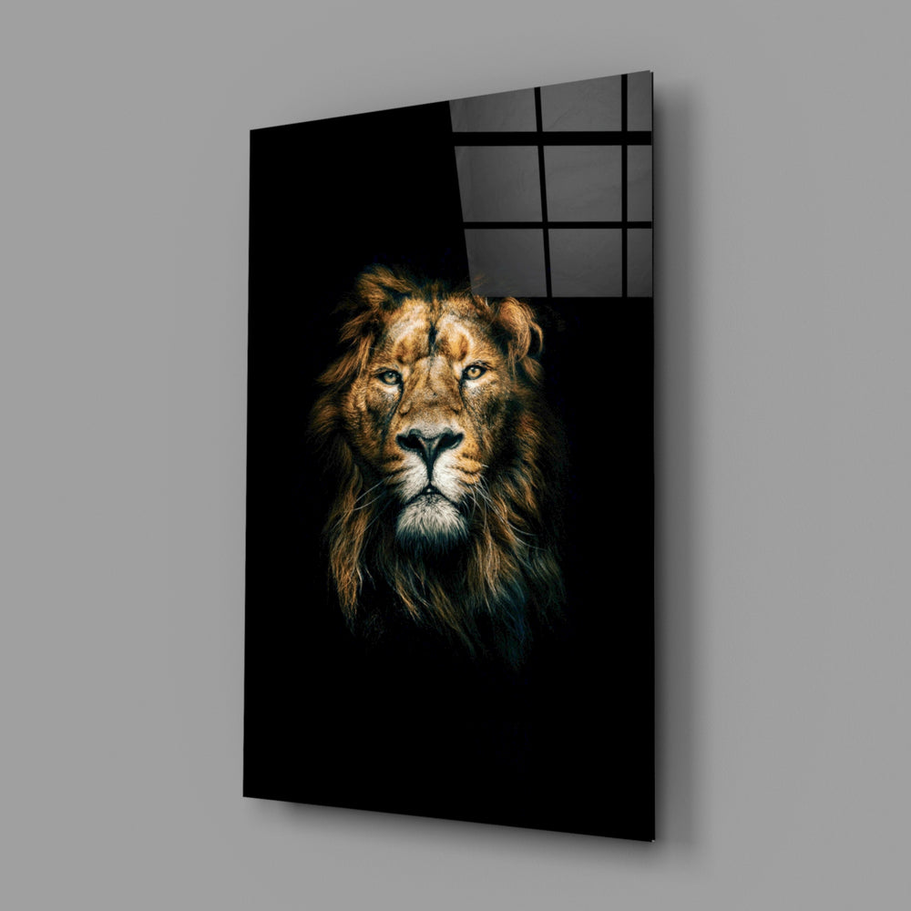 Low-key lion panel bringing regal authority to a contemporary living space
