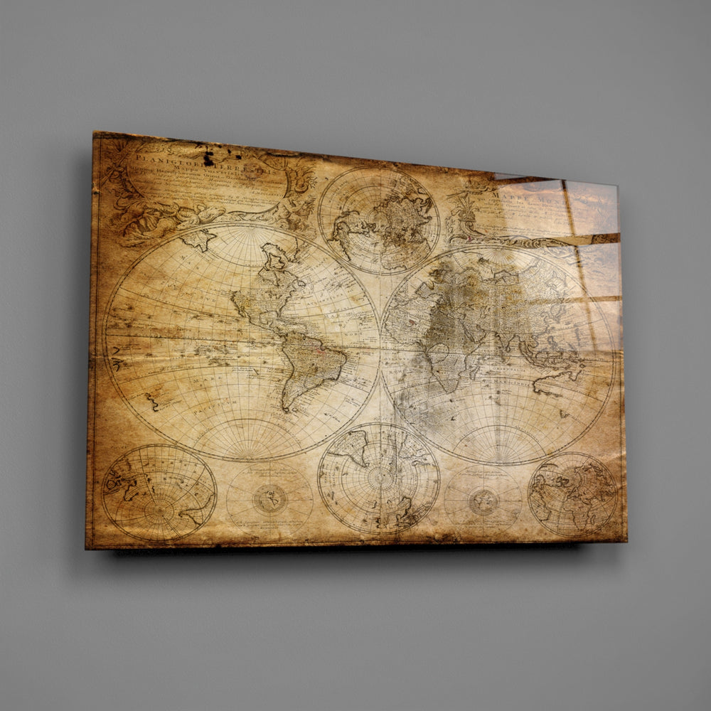 Hemispheric map panel bringing explorer presence to a contemporary living space