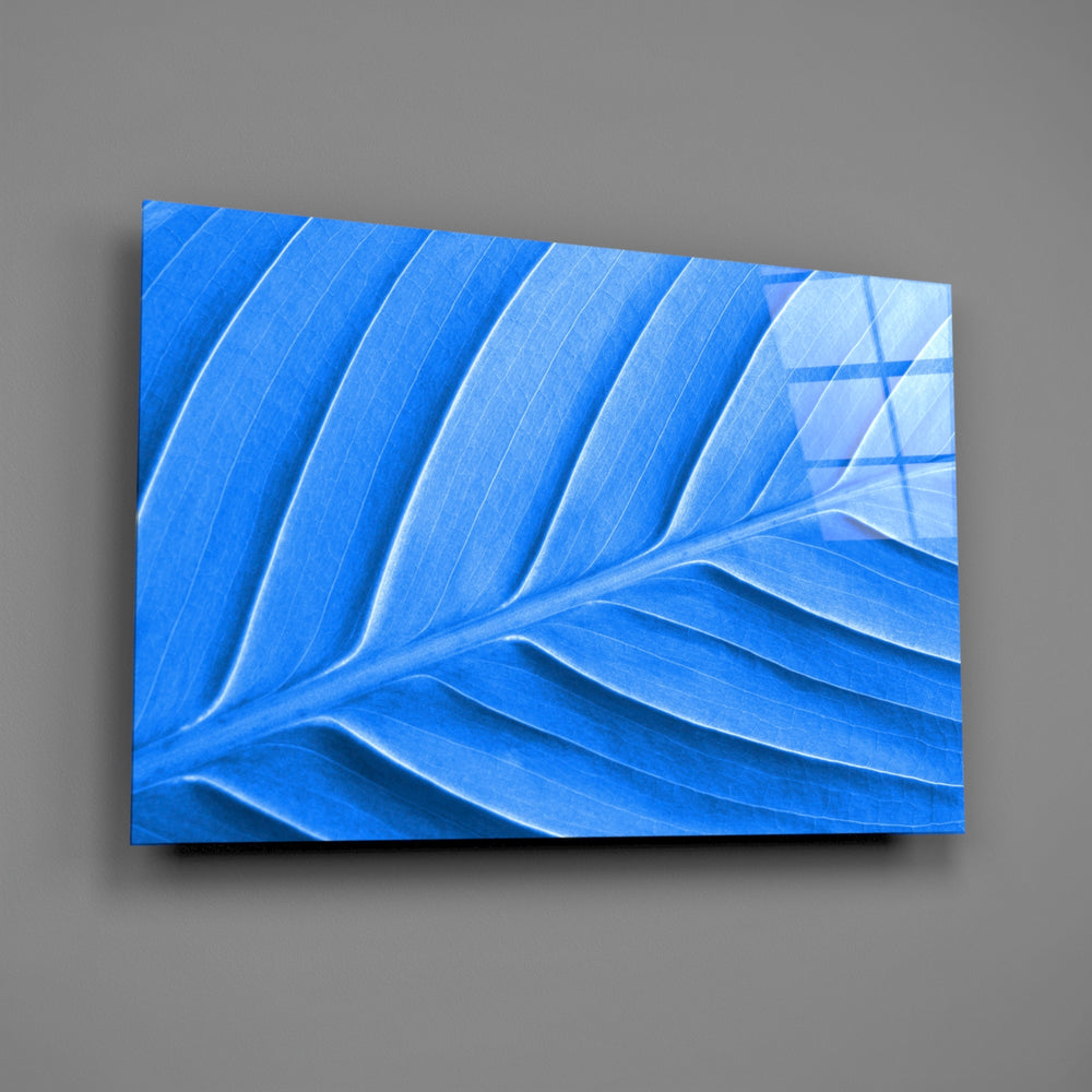 Cobalt leaf panel bringing biophilic calm to a contemporary living space