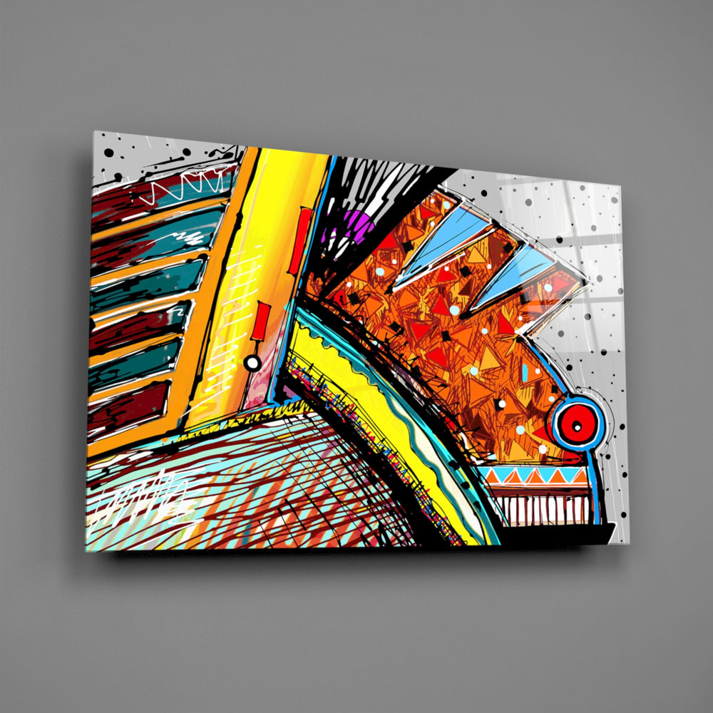 Graffiti color-burst panel bringing kinetic energy to a contemporary living space