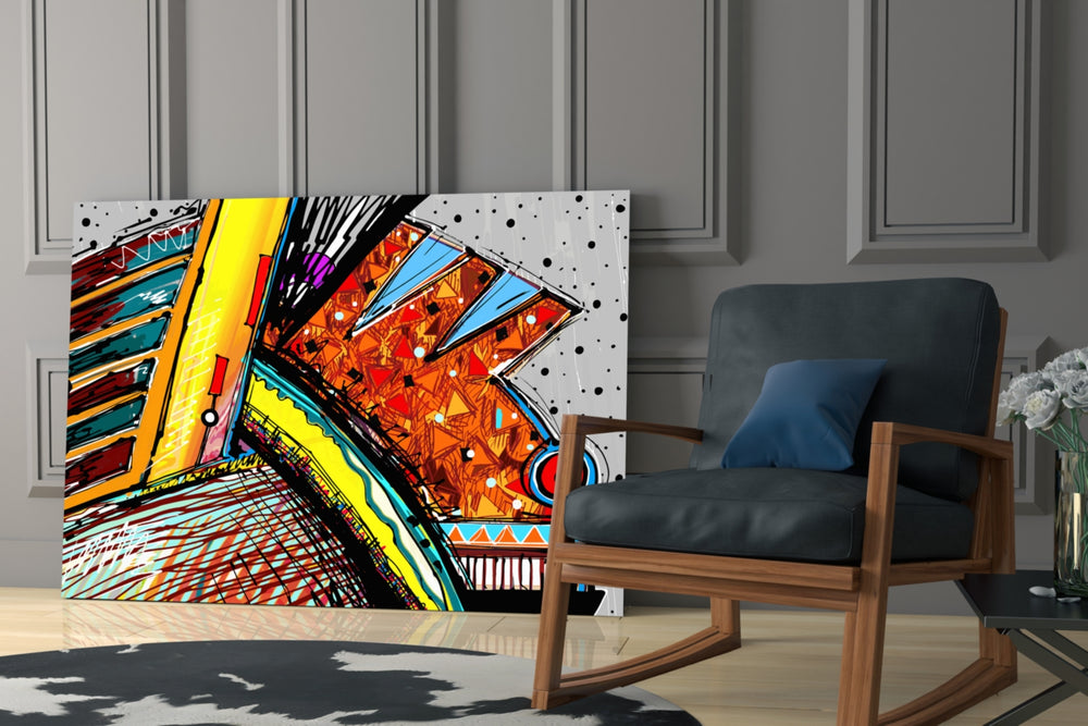 Abstract Chameleon glass print enhancing a loft with downtown attitude