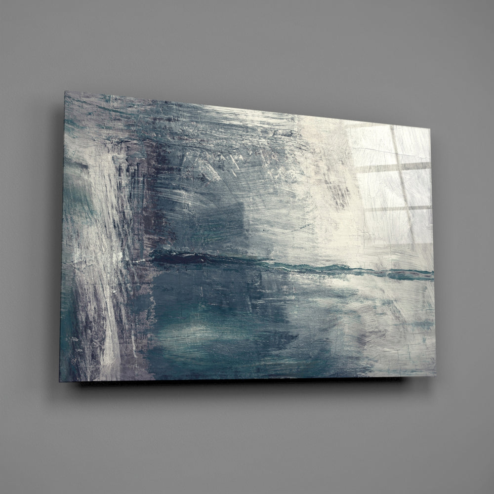 Teal-slate horizon panel bringing contemplative calm to a contemporary living space