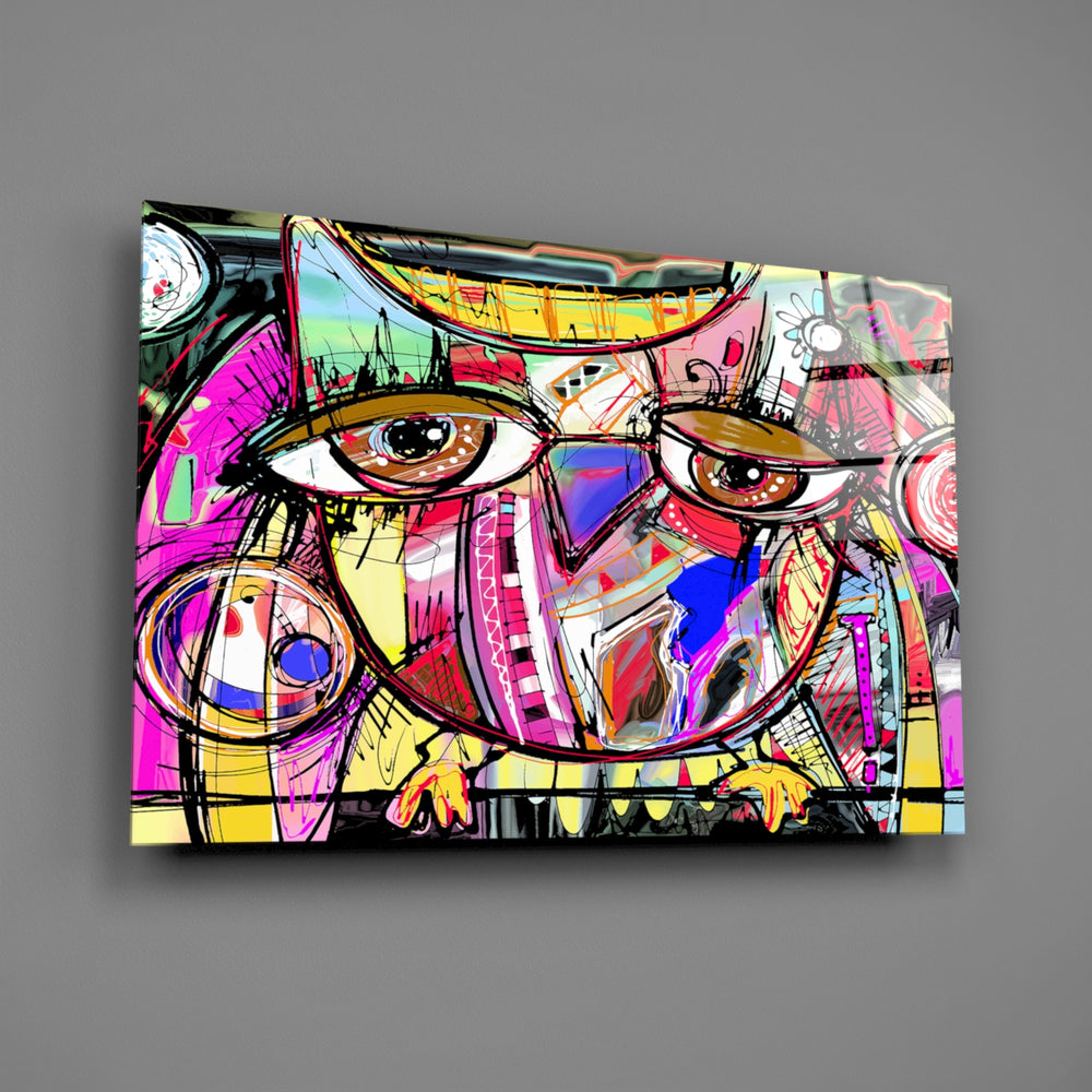 Graffiti owl panel bringing whimsical energy to a contemporary living space
