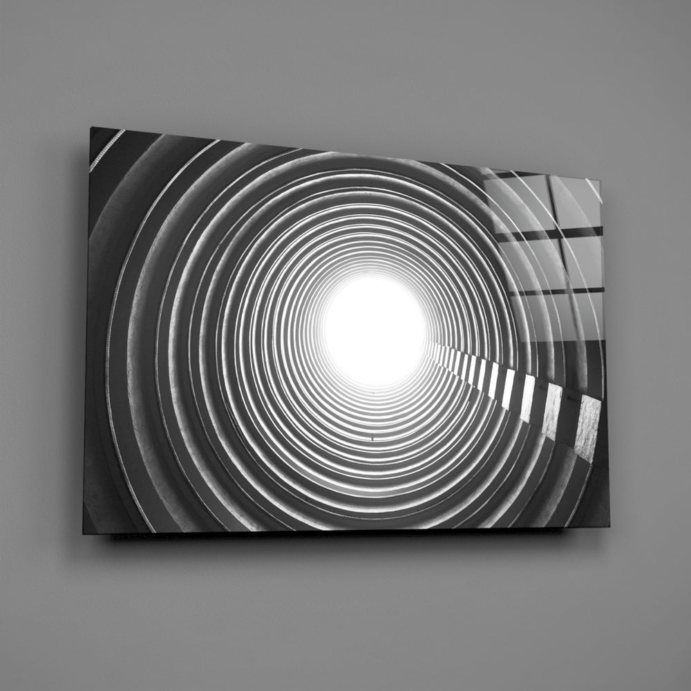 Tunnel-perspective panel bringing architectural drama to a contemporary living space