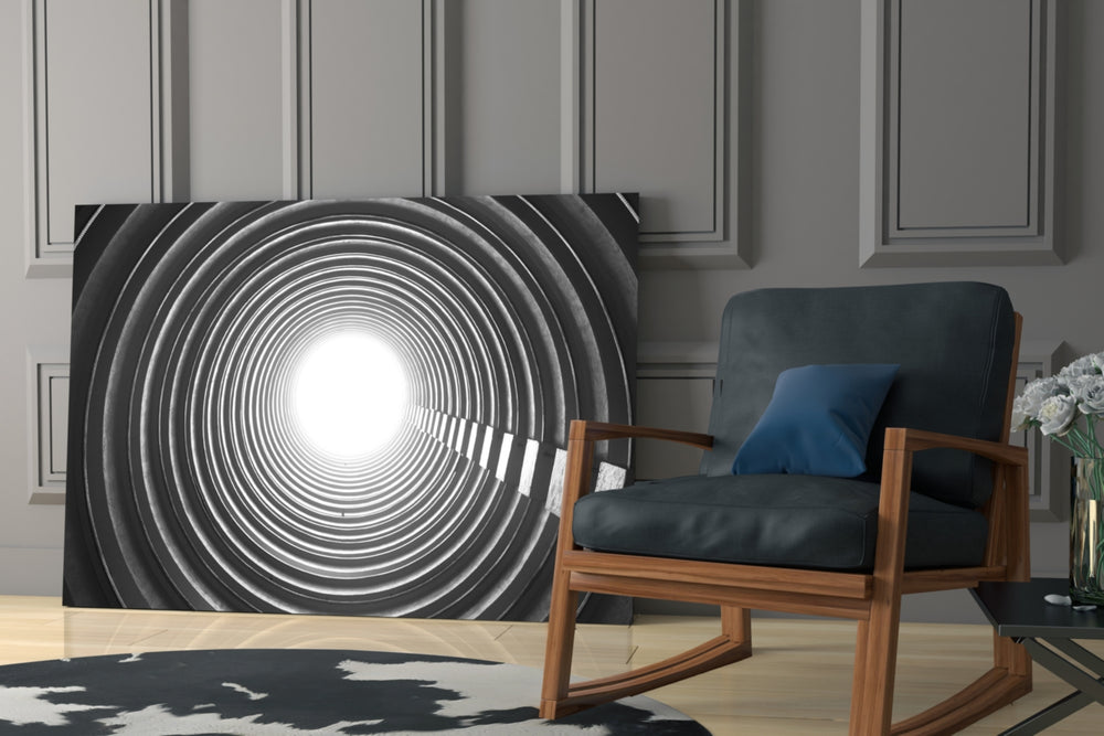 Geometric Structures glass print enhancing a loft with industrial mood