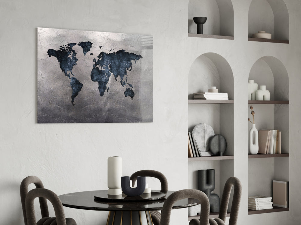 World Map panel adding explorer presence to a modern office