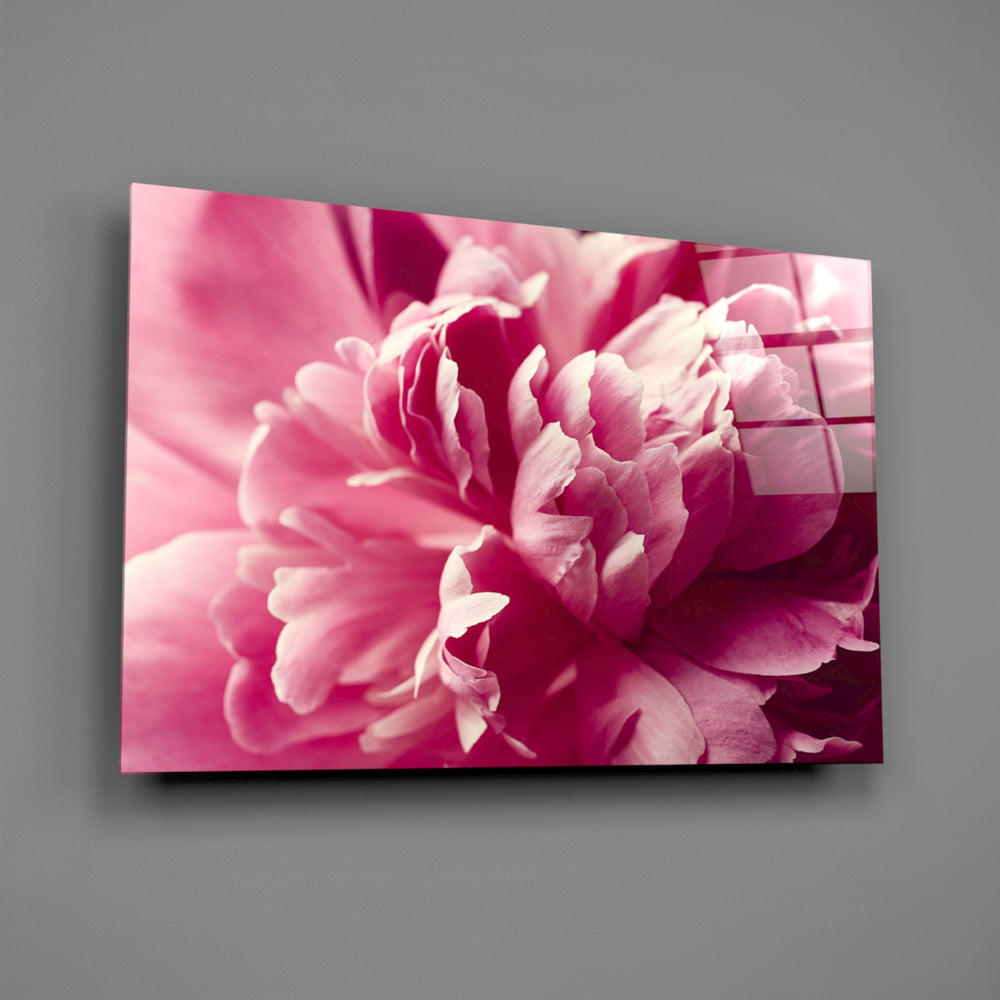 Pink peony panel bringing romantic softness to a contemporary living space