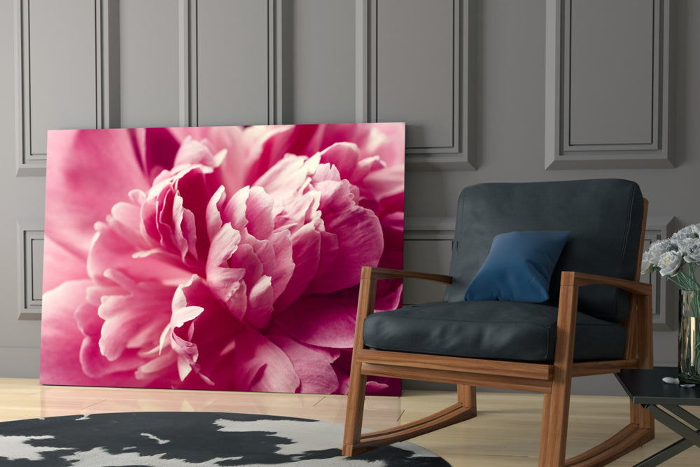 Pink Flower glass print enhancing a dressing area with feminine grace
