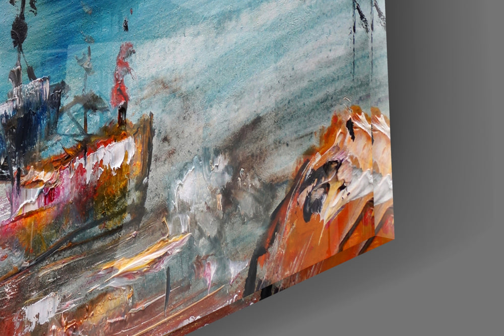 Ships artwork anchoring an entryway with warm coastal palette