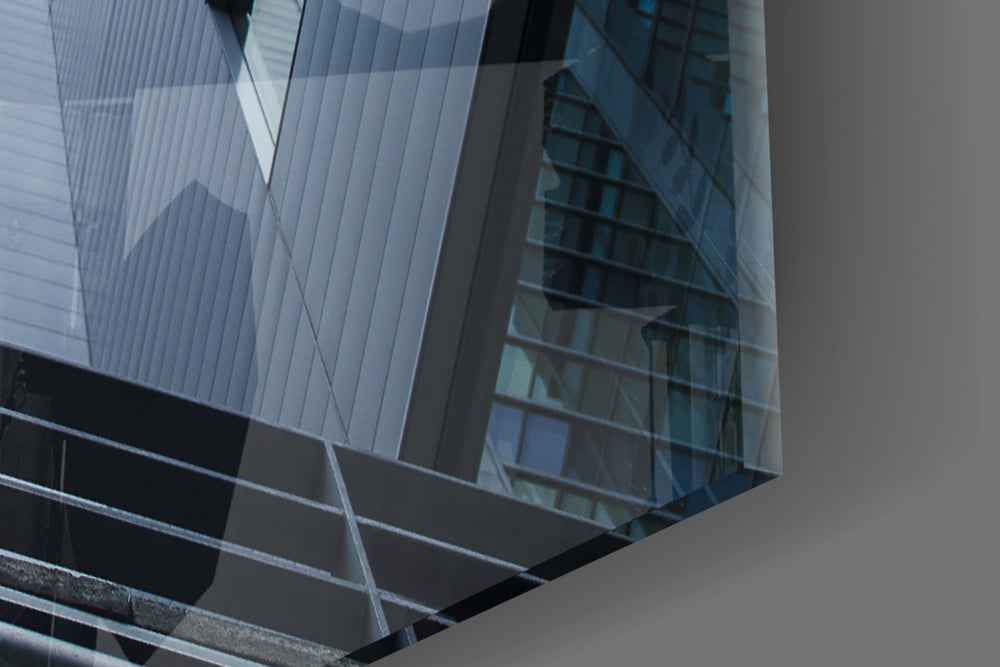 Geometric Structures artwork anchoring a lobby with modern palette