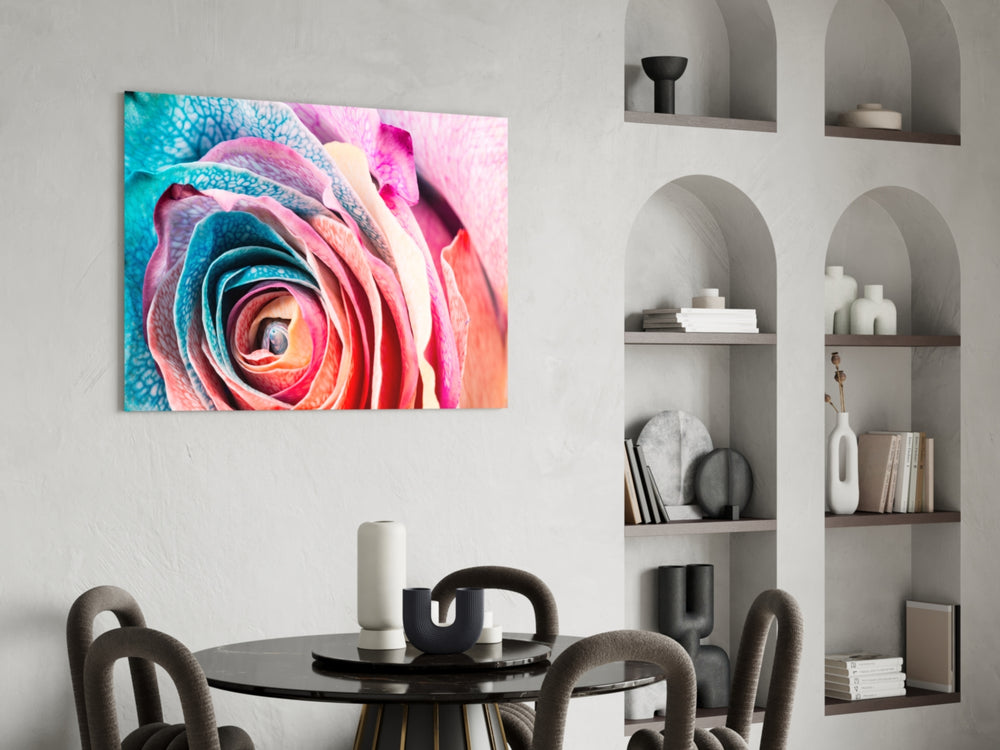 Colored Rose panel adding feminine vibrancy to a dressing area