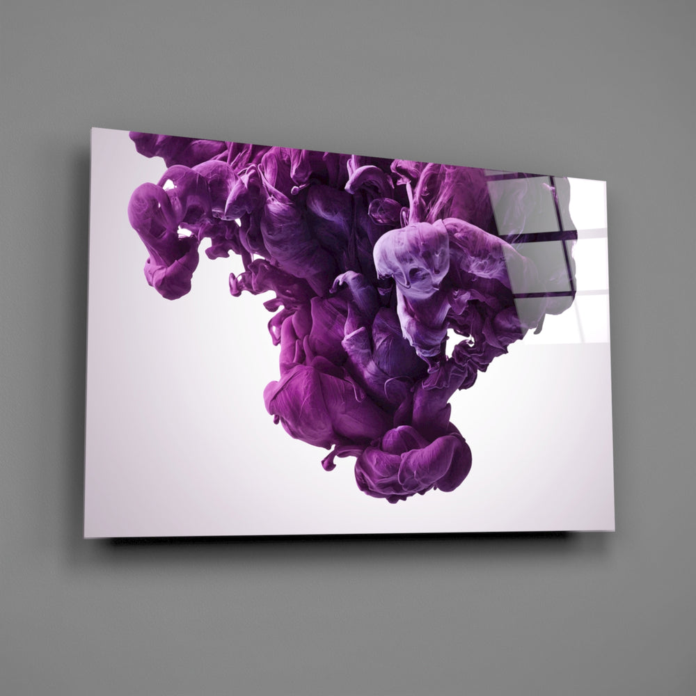 Violet ink-bloom panel bringing dreamy motion to a contemporary living space
