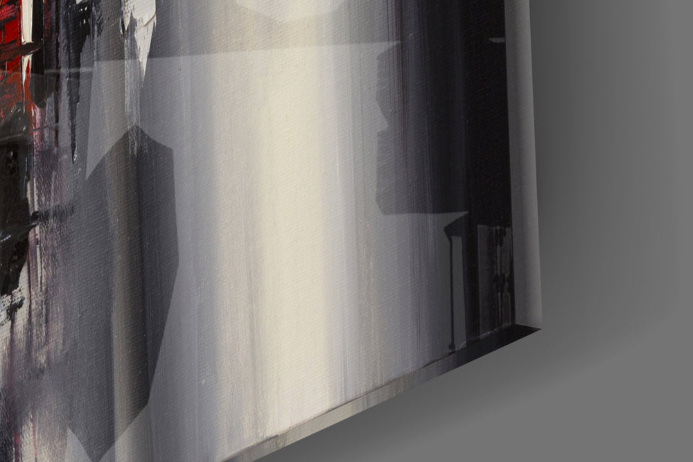 City Reflection artwork anchoring a lobby with bold urban palette