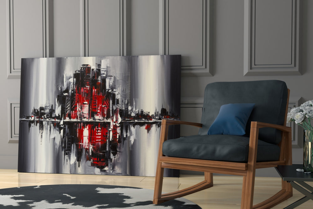 City Reflection glass print enhancing a study with cosmopolitan mood