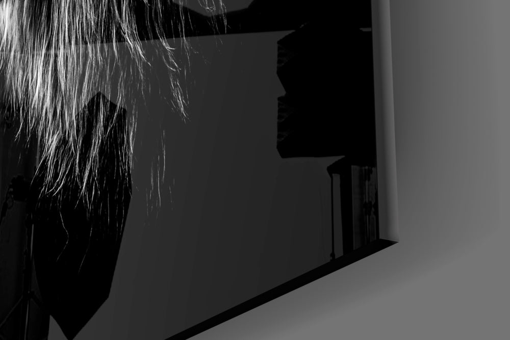 Lion artwork anchoring a library with moody palette