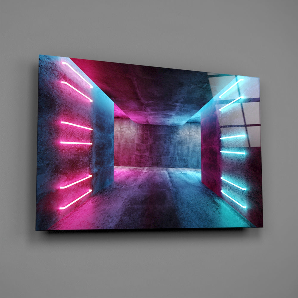 Concrete-corridor panel bringing cyberpunk drama to a contemporary living space