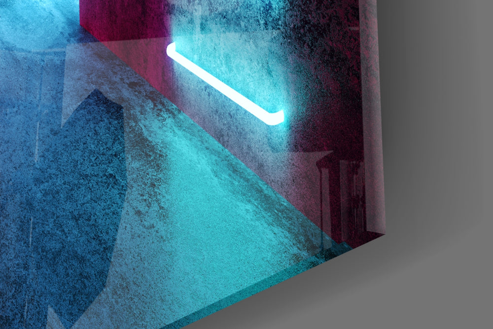 Neon Lights artwork anchoring a wall with bold urban palette