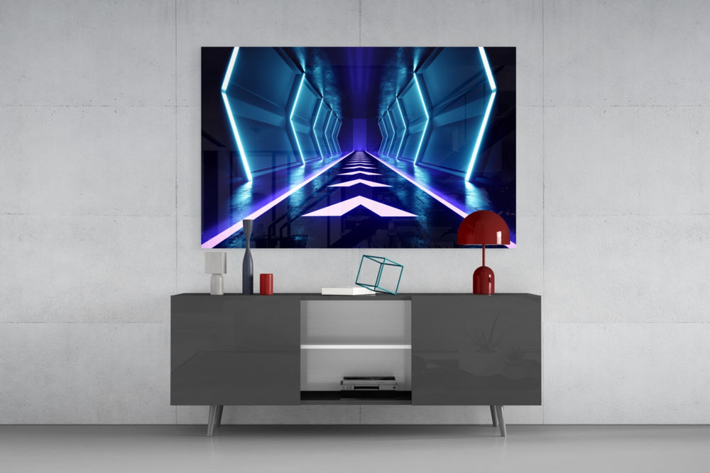Neon Lights panel catching low light to reveal its graphic chevrons