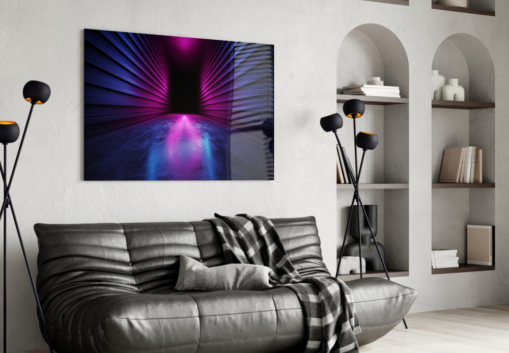 Neon Lights glass wall art styled above a desk in a gaming teen room