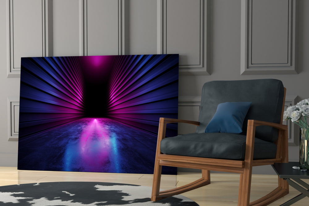 Neon Lights glass print enhancing a studio with maker spark