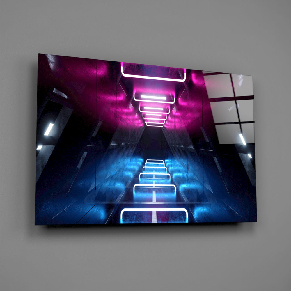Stacked-frame panel bringing cyberpunk drama to a contemporary living space
