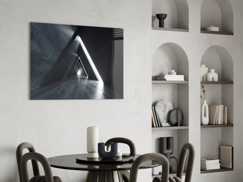Geometric Structures panel adding leading-line drama to a hallway