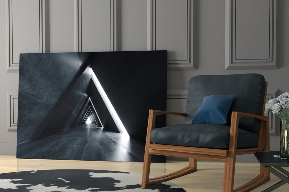 Geometric Structures glass print enhancing a study with minimalist mood