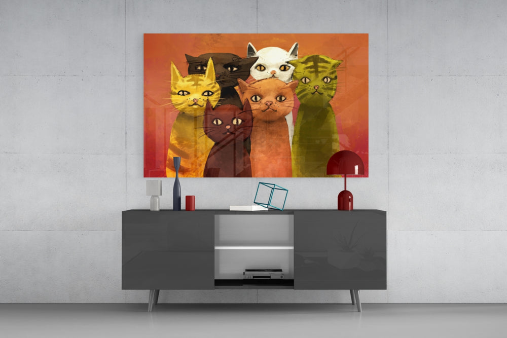 Cats panel catching soft light to reveal its painterly brushwork