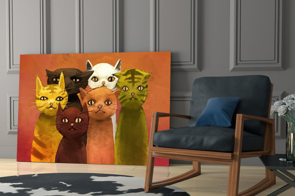 Cats glass print enhancing a kitchen with friendly mood