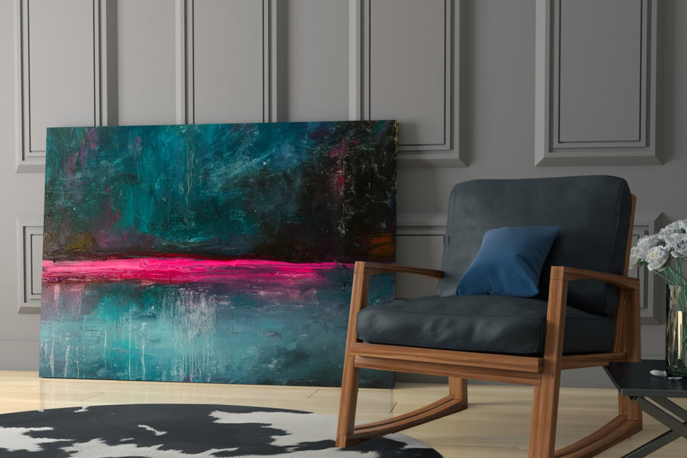 Colors glass print enhancing a lounge with painterly drama