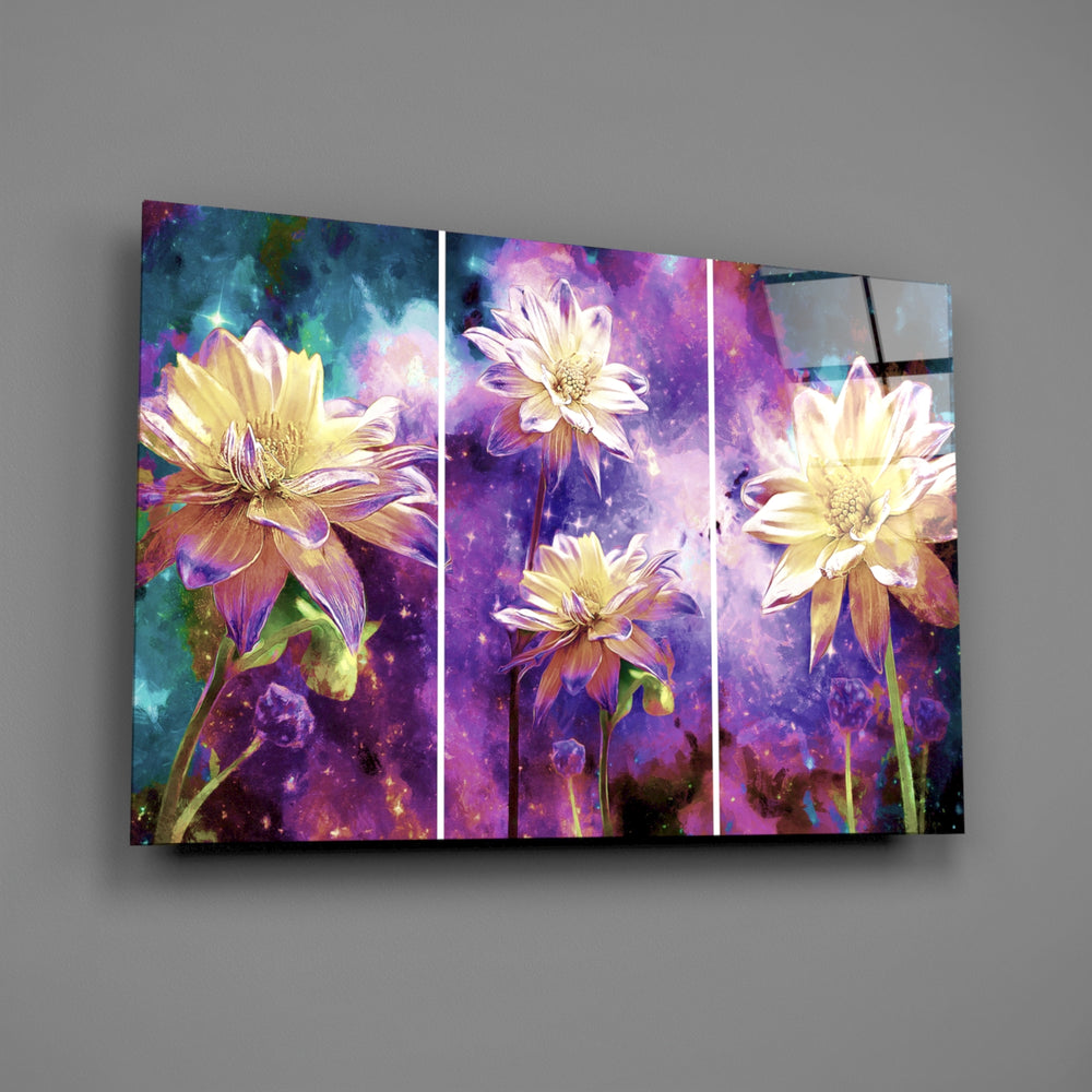 Cosmic-floral panel bringing dreamy drama to a contemporary living space