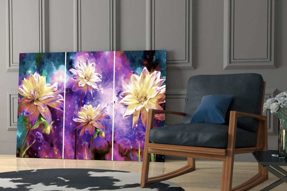 Flowers glass print enhancing a hallway with theatrical drama