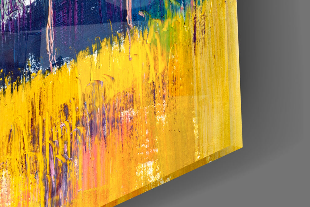 Trees artwork anchoring a wall with bold joyful palette