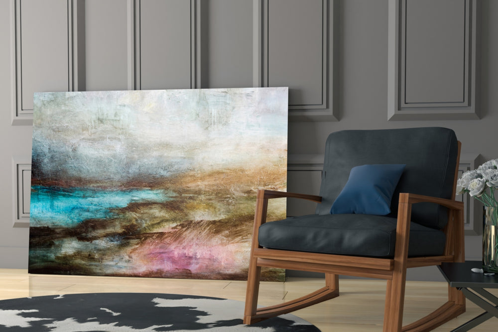 Colors glass print enhancing a living room with earthy drama