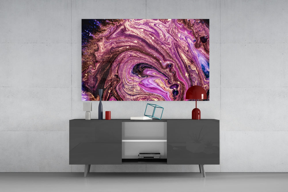Colors panel catching gallery light to reveal its glittering veining