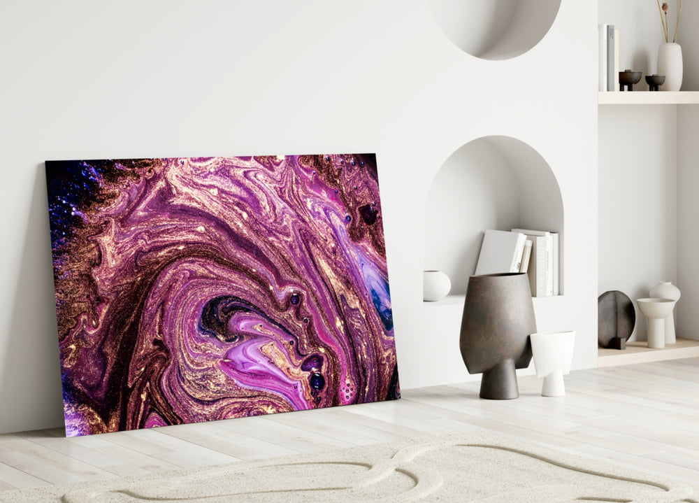 Close-up detail of swirling magenta-and-violet currents in metallic veining