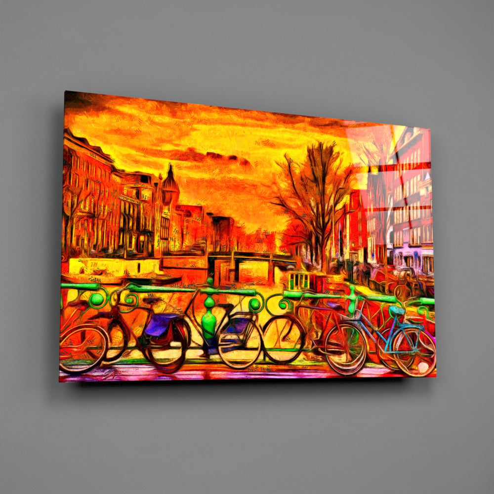 Sunset-canal panel bringing traveler's romance to a contemporary living space