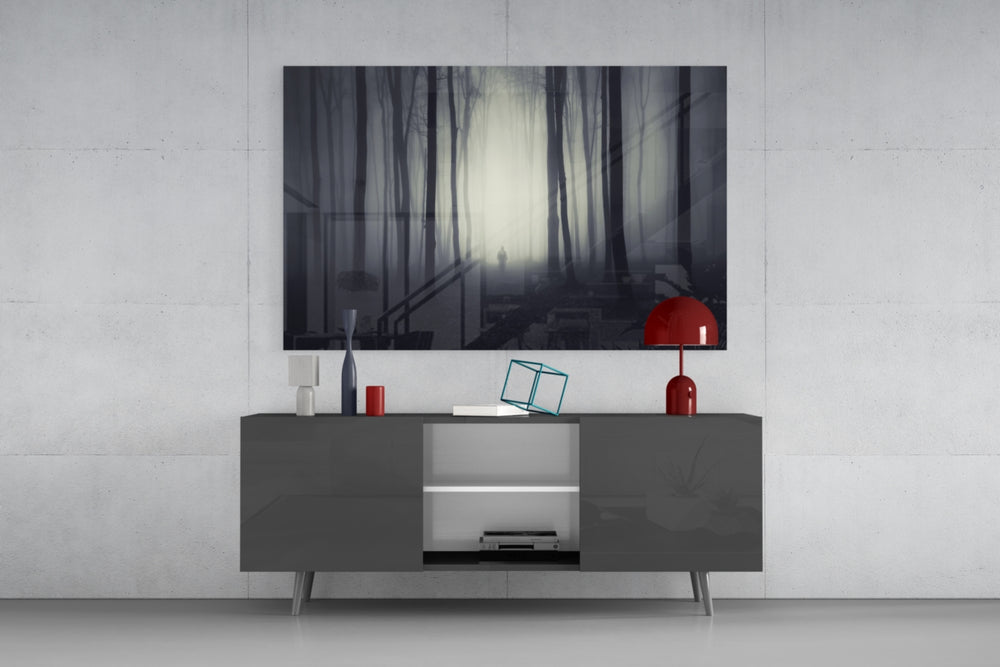 Foggy Forest panel catching low light to reveal its luminous fog