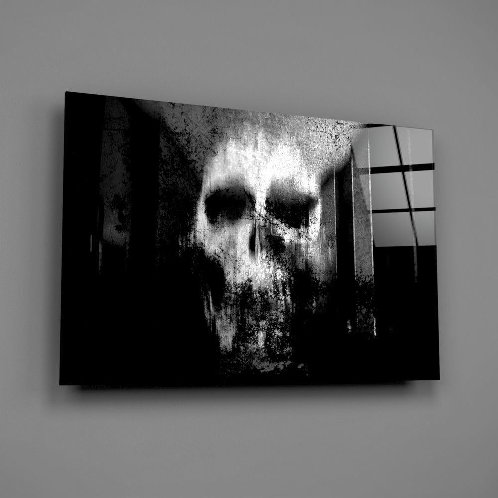 Grunge-skull panel bringing gothic edge to a contemporary living space