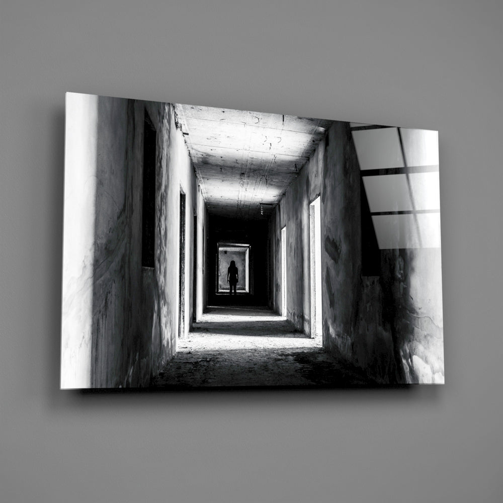 Noir-corridor panel bringing cinematic mystery to a contemporary living space