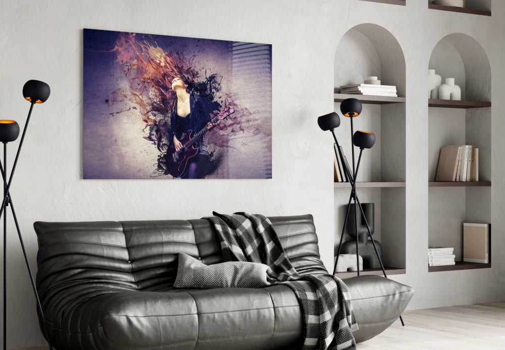 Rock glass wall art styled in a music room with creative pulse