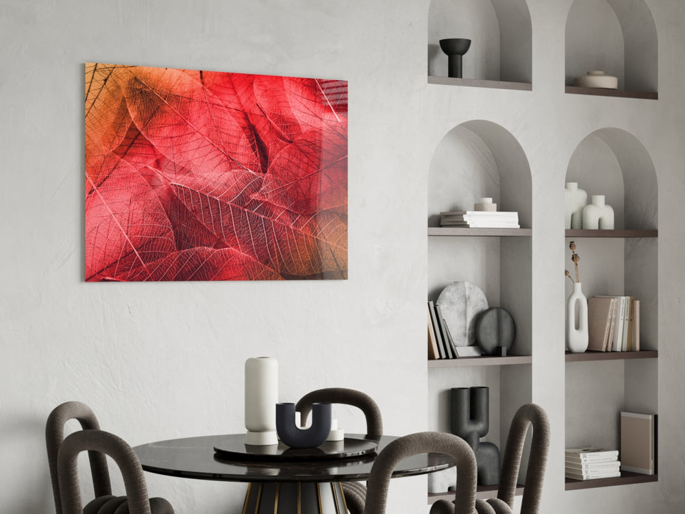 Macro Red Leaf panel adding botanical pulse to a sunroom