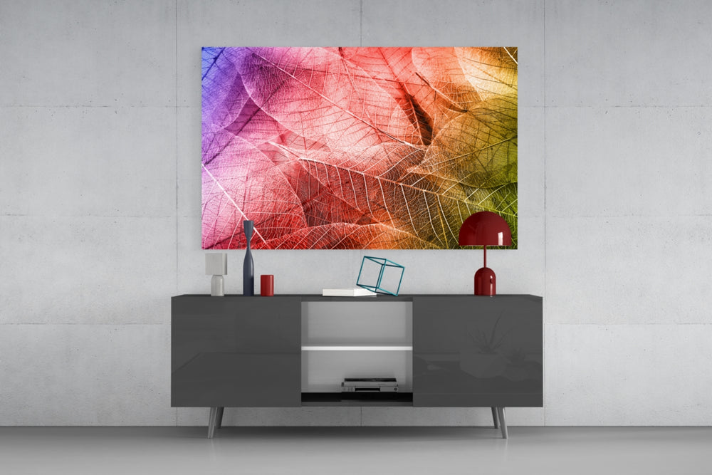 Macro Leaves panel catching soft light to reveal its gossamer veins
