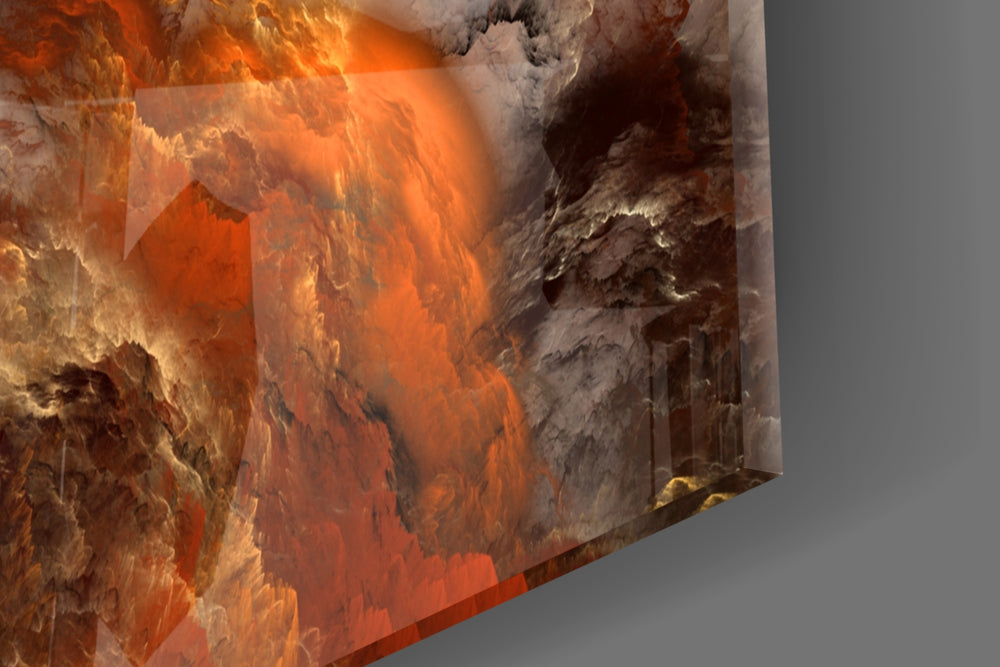 Crimson Apocalypse artwork anchoring a wall with bold dramatic palette