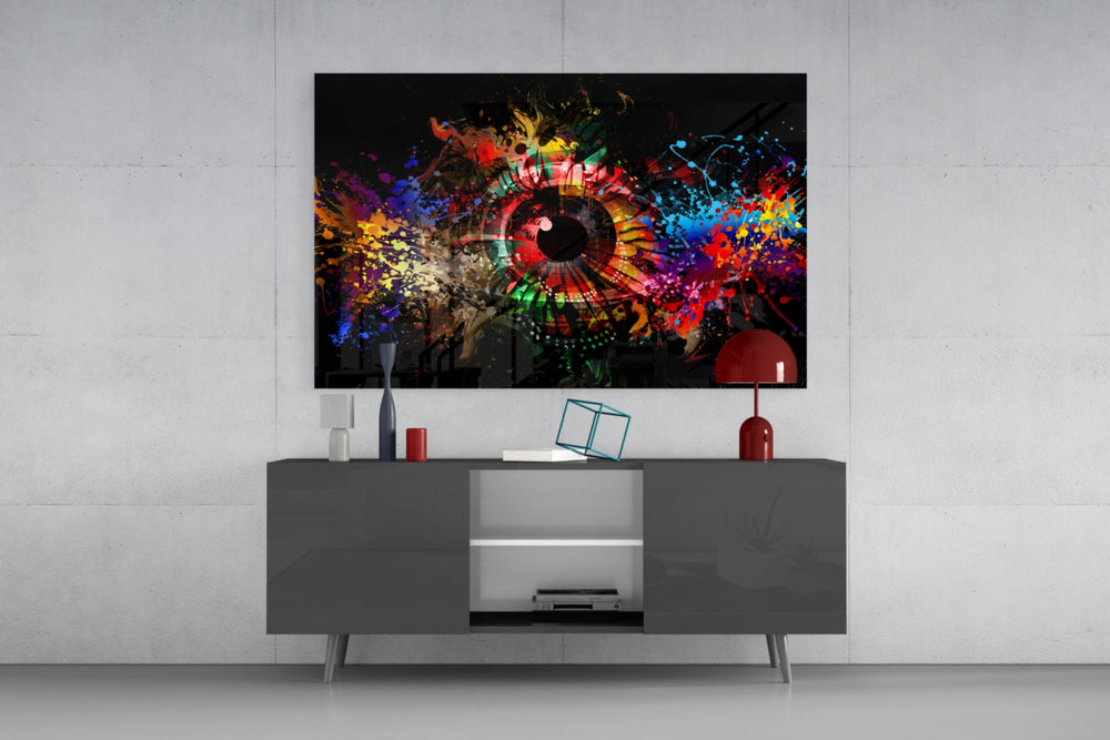 Illustration Eye panel catching low light to reveal its color chaos