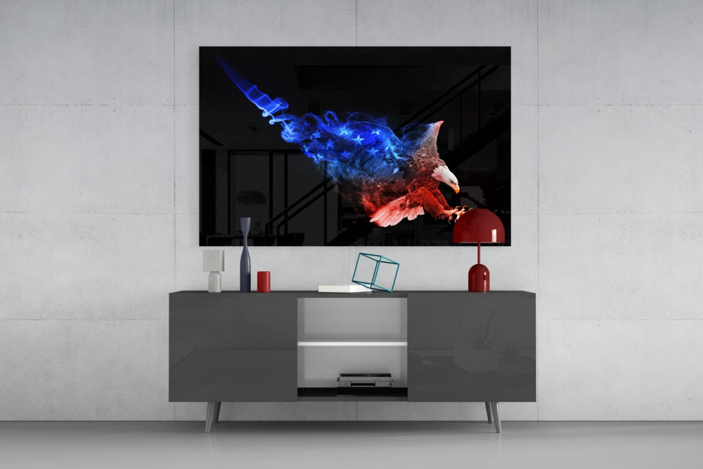 Eagle panel catching low light to reveal its kinetic smoke