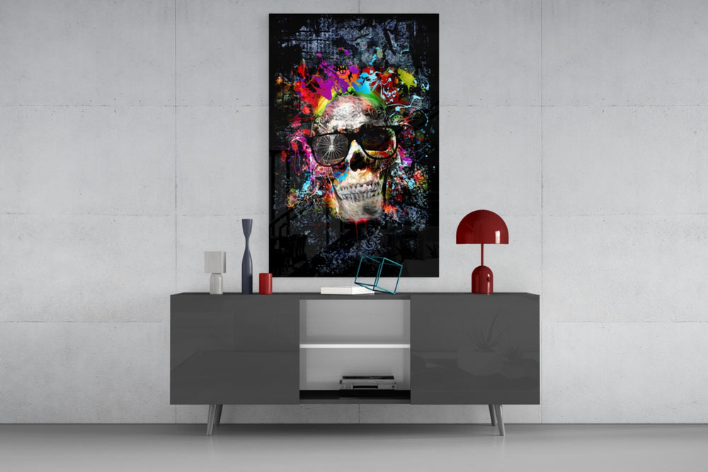 Skull panel catching low light to reveal its tactile grunge