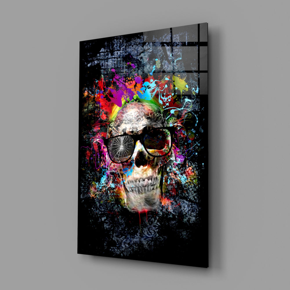 Splatter-skull panel bringing rocker edge to a contemporary living space